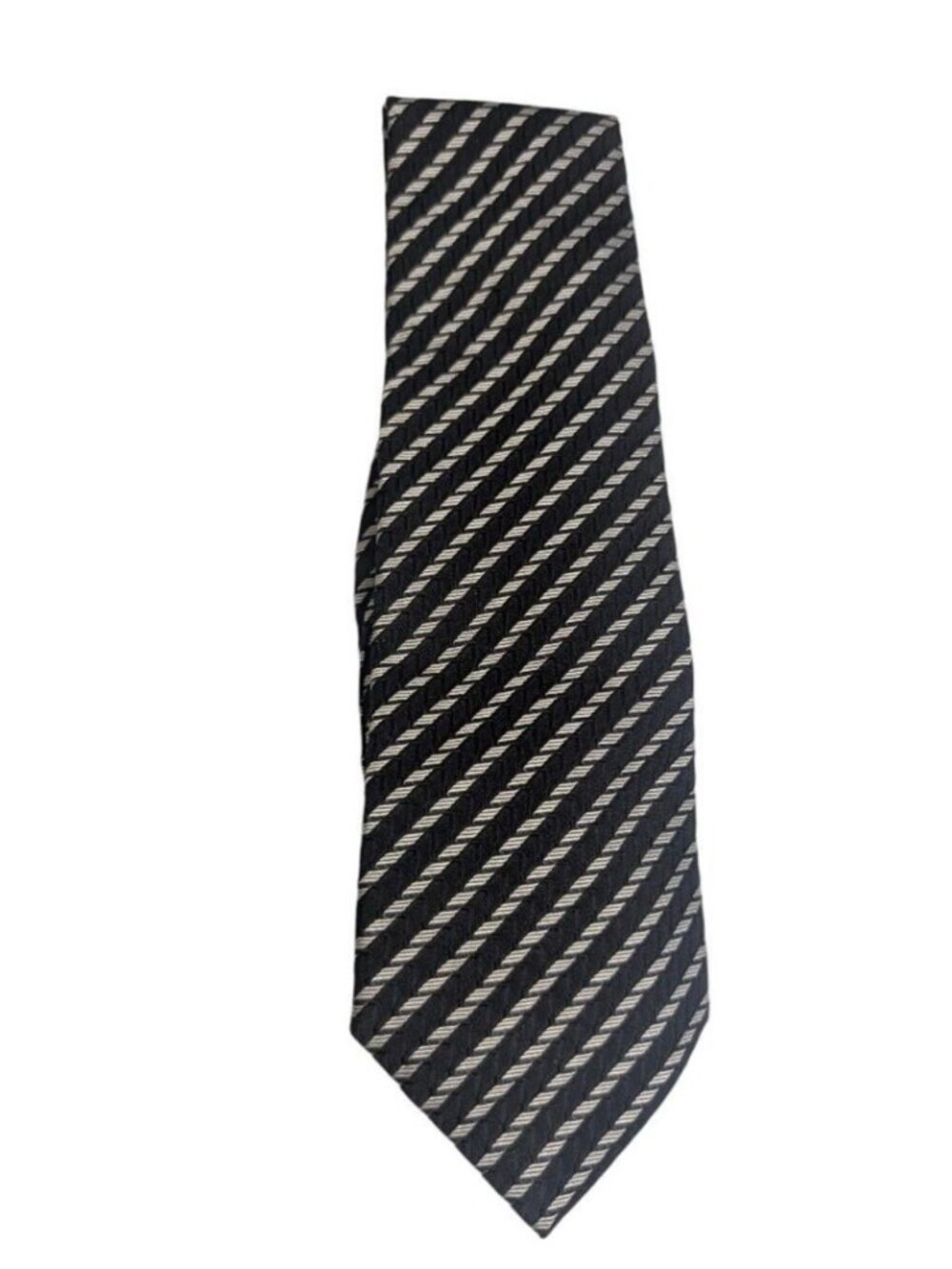 Dolce & Gabbana Classic Black and Silver Diagonal Stripe Tie